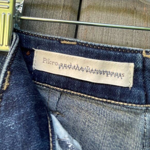 Pilcro Lace‑Up High Rise Flare Jeans Medium Wash Size 28 — 70s Boho Chic Anthro - Picture 5 of 16